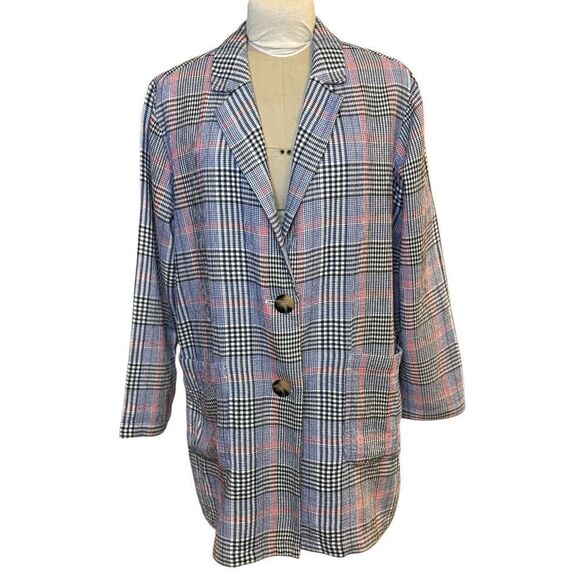 J. Jill Barleymult Plaid Oversized Textured Boyfriend Blazer Sz. XL - Picture 3 of 11